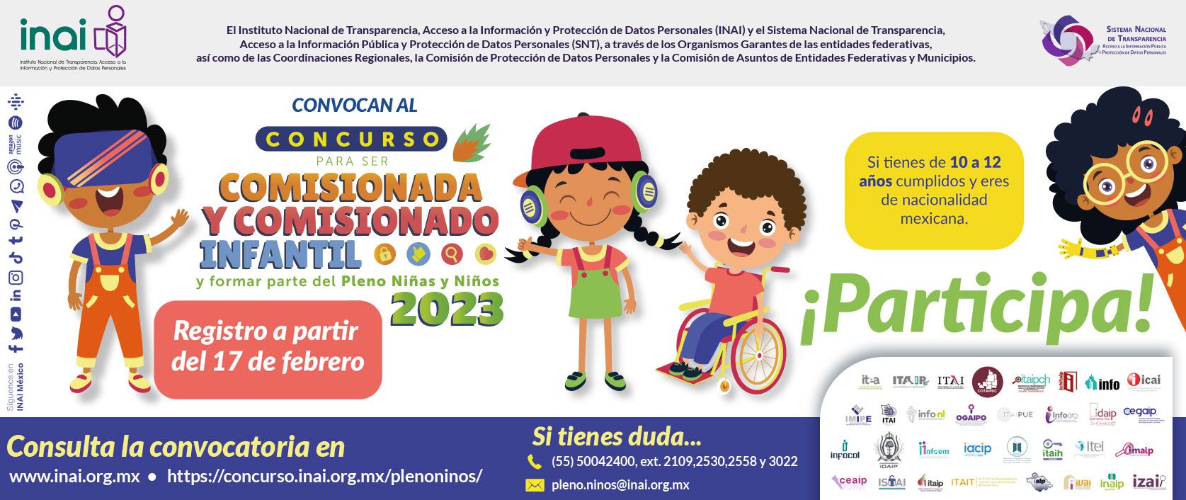 Concurso para ser Comisionada y Comisionado Infantil INAI 2023