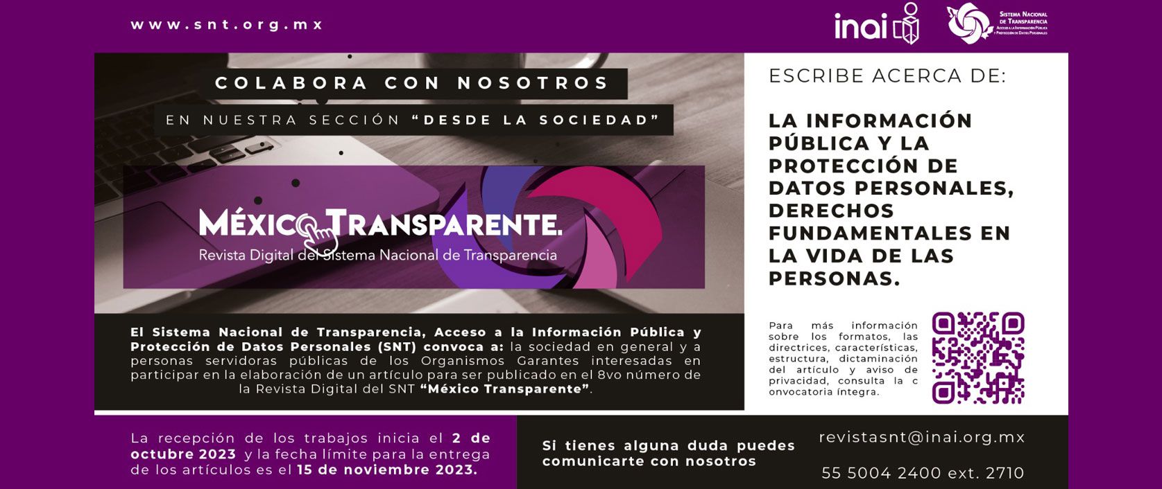 Convocatoria para que las personas participen en la Sección “Desde la Sociedad”